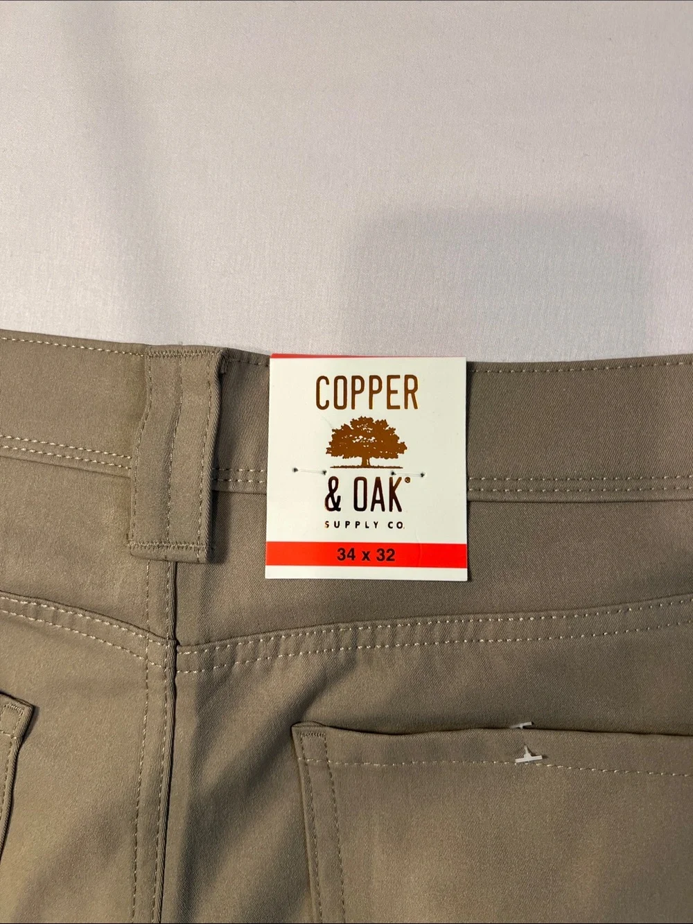 NWT Men's Copper&Oak Khaki Utility Chino Pants - Durable Tan Size 34x32